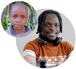 Picture of Misheck now and when he was younger